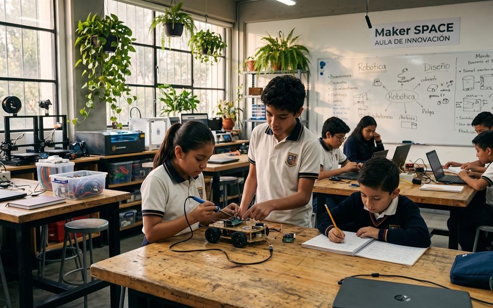 Alumnos de Instituto Othli en Makerspace y trabajo de campo